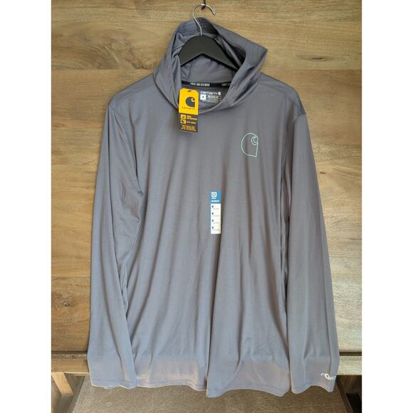 Carhartt Other - Carhartt T Shirt Mens Medium Gray Force Sun Defender Relaxed Fit Hood 106165 NWT